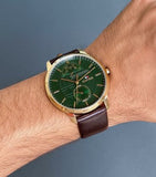 Buy Shop Tommy Hilfiger Hunter Green Dial Brown Leather Strap Watch for Men - 1791607 USA Online