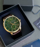 Buy Shop Tommy Hilfiger Hunter Green Dial Brown Leather Strap Watch for Men - 1791607 USA Online