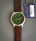Buy Shop Tommy Hilfiger Hunter Green Dial Brown Leather Strap Watch for Men - 1791607 USA Online