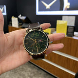 Buy Shop Tommy Hilfiger Hunter Green Dial Brown Leather Strap Watch for Men - 1791607 USA Online