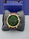 Buy Shop Tommy Hilfiger Hunter Green Dial Brown Leather Strap Watch for Men - 1791607 USA Online