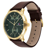 Buy Shop Tommy Hilfiger Hunter Green Dial Brown Leather Strap Watch for Men - 1791607 USA Online