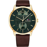 Buy Shop Tommy Hilfiger Hunter Green Dial Brown Leather Strap Watch for Men - 1791607 USA Online