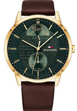 Buy Shop Tommy Hilfiger Hunter Green Dial Brown Leather Strap Watch for Men - 1791607 USA Online