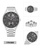 Buy Shop Tommy Hilfiger Hunter Grey Dial Silver Steel Strap Watch for Men - 1791608 USA Online