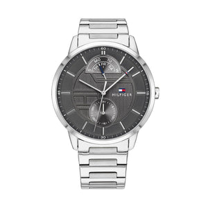 Buy Shop Tommy Hilfiger Hunter Grey Dial Silver Steel Strap Watch for Men - 1791608 USA Online