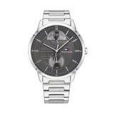 Buy Shop Tommy Hilfiger Hunter Grey Dial Silver Steel Strap Watch for Men - 1791608 USA Online