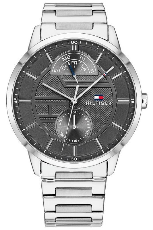 Buy Shop Tommy Hilfiger Hunter Grey Dial Silver Steel Strap Watch for Men - 1791608 USA Online