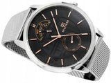 Buy Shop Tommy Hilfiger Hunter Quartz Black Dial Silver Steel Strap Watch for Men - 1791610 USA Online