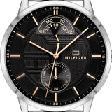Buy Shop Tommy Hilfiger Hunter Quartz Black Dial Silver Steel Strap Watch for Men - 1791610 USA Online
