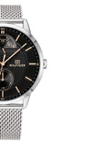 Buy Shop Tommy Hilfiger Hunter Quartz Black Dial Silver Steel Strap Watch for Men - 1791610 USA Online