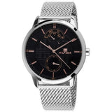 Buy Shop Tommy Hilfiger Hunter Quartz Black Dial Silver Steel Strap Watch for Men - 1791610 USA Online