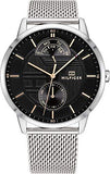 Buy Shop Tommy Hilfiger Hunter Quartz Black Dial Silver Steel Strap Watch for Men - 1791610 USA Online