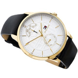 Buy Shop Tommy Hilfiger Hunter White Dial Black Leather Strap Watch for Men - 1791606 USA Online