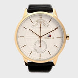 Buy Shop Tommy Hilfiger Hunter White Dial Black Leather Strap Watch for Men - 1791606 USA Online