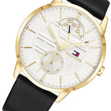 Buy Shop Tommy Hilfiger Hunter White Dial Black Leather Strap Watch for Men - 1791606 USA Online