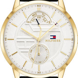 Buy Shop Tommy Hilfiger Hunter White Dial Black Leather Strap Watch for Men - 1791606 USA Online