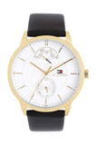 Buy Shop Tommy Hilfiger Hunter White Dial Black Leather Strap Watch for Men - 1791606 USA Online