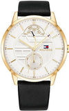 Buy Shop Tommy Hilfiger Hunter White Dial Black Leather Strap Watch for Men - 1791606 USA Online