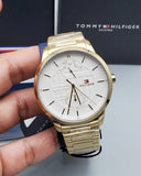 Buy Shop Tommy Hilfiger Hunter White Dial Gold Steel Strap Watch for Men - 1791609 USA Online