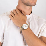 Buy Shop Tommy Hilfiger Hunter White Dial Gold Steel Strap Watch for Men - 1791609 USA Online