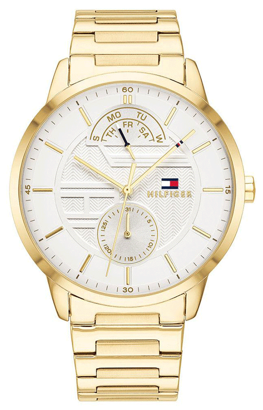 Buy Shop Tommy Hilfiger Hunter White Dial Gold Steel Strap Watch for Men - 1791609 USA Online