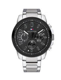 Buy Shop Tommy Hilfiger Iconic Quartz Black Dial Silver Steel Strap Watch for Men - 1791564 USA Online