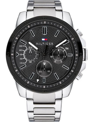 Buy Shop Tommy Hilfiger Iconic Quartz Black Dial Silver Steel Strap Watch for Men - 1791564 USA Online