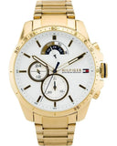 Buy Shop Tommy Hilfiger Iconic Quartz White Dial Gold Steel Strap Watch for Men - 1791538 USA Online