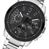 Buy Shop Tommy Hilfiger Iconic Quartz Black Dial Silver Steel Strap Watch for Men - 1791564 USA Online