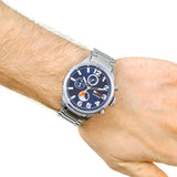 Buy Shop Tommy Hilfiger Jackson Chronograph Blue Dial Silver Steel Strap Watch for Men - 1791242 USA Online
