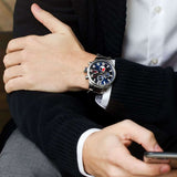 Buy Shop Tommy Hilfiger Jackson Chronograph Blue Dial Silver Steel Strap Watch for Men - 1791242 USA Online