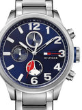 Buy Shop Tommy Hilfiger Jackson Chronograph Blue Dial Silver Steel Strap Watch for Men - 1791242 USA Online