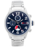 Buy Shop Tommy Hilfiger Jackson Chronograph Blue Dial Silver Steel Strap Watch for Men - 1791242 USA Online