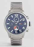 Buy Shop Tommy Hilfiger Jackson Chronograph Blue Dial Silver Steel Strap Watch for Men - 1791242 USA Online