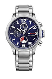 Buy Shop Tommy Hilfiger Jackson Chronograph Blue Dial Silver Steel Strap Watch for Men - 1791242 USA Online