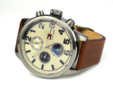 Buy Shop Tommy Hilfiger Jackson Multi-Function Silver Dial Brown Leather Strap Watch for Men - 1791239 USA Online