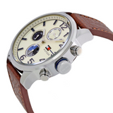 Buy Shop Tommy Hilfiger Jackson Multi-Function Silver Dial Brown Leather Strap Watch for Men - 1791239 USA Online