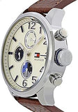 Buy Shop Tommy Hilfiger Jackson Multi-Function Silver Dial Brown Leather Strap Watch for Men - 1791239 USA Online