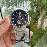 Buy Shop Tommy Hilfiger Jackson Quartz Black Dial Silver Steel Strap Watch for Men - 1791243 USA Online