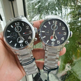 Buy Shop Tommy Hilfiger Jackson Quartz Black Dial Silver Steel Strap Watch for Men - 1791243 USA Online