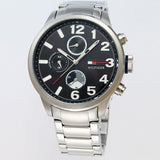 Buy Shop Tommy Hilfiger Jackson Quartz Black Dial Silver Steel Strap Watch for Men - 1791243 USA Online