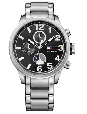 Buy Shop Tommy Hilfiger Jackson Quartz Black Dial Silver Steel Strap Watch for Men - 1791243 USA Online