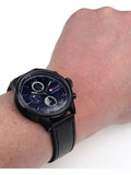 Buy Shop Tommy Hilfiger Jackson Quartz Blue Dial Black Leather Strap Watch for Men - 1791241 USA Online