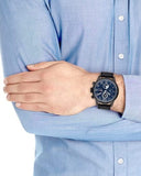 Buy Shop Tommy Hilfiger Jackson Quartz Blue Dial Black Leather Strap Watch for Men - 1791241 USA Online