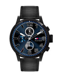 Buy Shop Tommy Hilfiger Jackson Quartz Blue Dial Black Leather Strap Watch for Men - 1791241 USA Online