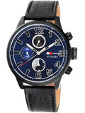 Buy Shop Tommy Hilfiger Jackson Quartz Blue Dial Black Leather Strap Watch for Men - 1791241 USA Online