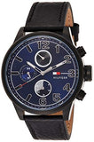 Buy Shop Tommy Hilfiger Jackson Quartz Blue Dial Black Leather Strap Watch for Men - 1791241 USA Online