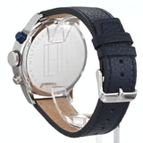 Buy Shop Tommy Hilfiger Jackson Silver Dial Black Leather Strap Watch for Men - 1791240 USA Online