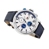 Buy Shop Tommy Hilfiger Jackson Silver Dial Black Leather Strap Watch for Men - 1791240 USA Online